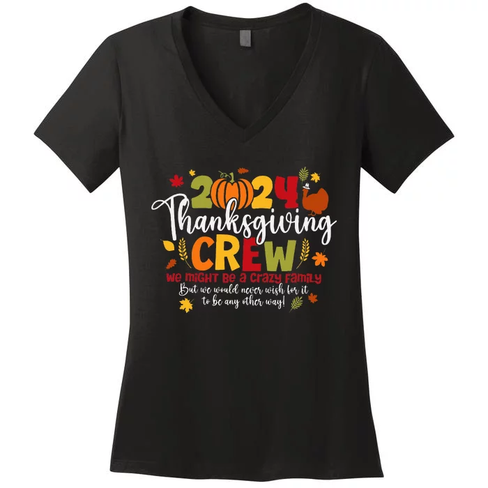 Family Thanksgiving 2024 Thanksgiving Crew Turkey Matching Women's V-Neck T-Shirt