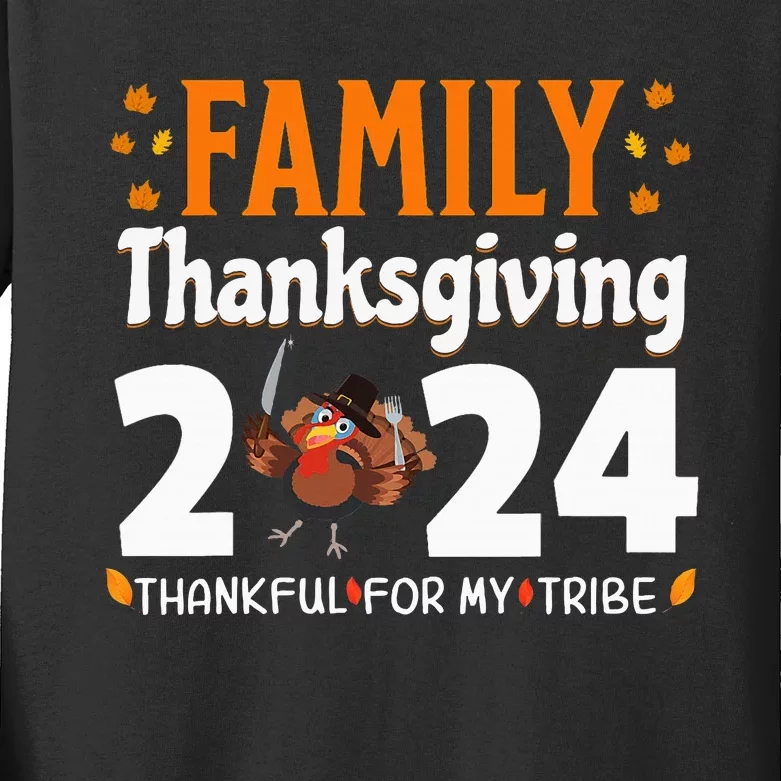 Family Thanksgiving 2024 Turkey Thanksgiving Matching Group Kids Long Sleeve Shirt