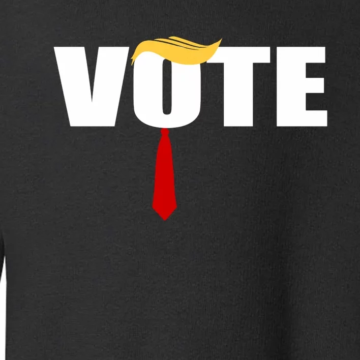 Funny Trump 2024 Vote With Trump Hair And Red Necktie Toddler Sweatshirt