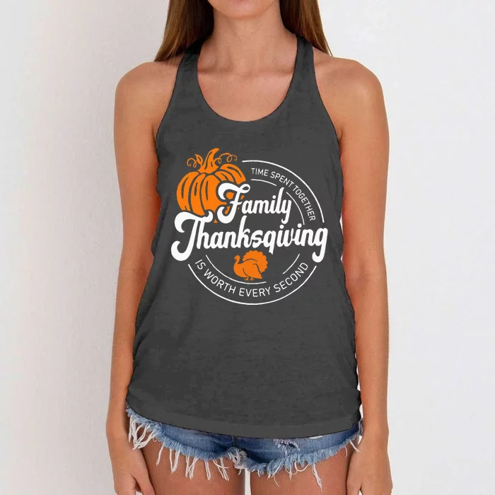 Family Thanksgiving 2024 Thankful For My Tribe Group Autumn Women's Knotted Racerback Tank