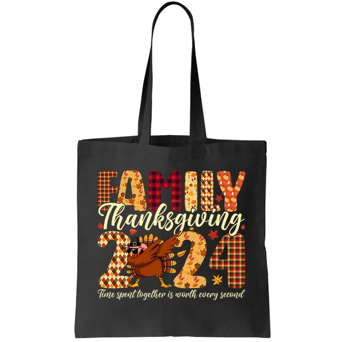 Family Thanksgiving 2024 Crew Dabbing Turkey Group Matching Tote Bag