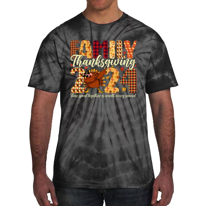 Family Thanksgiving 2024 Crew Dabbing Turkey Group Matching Tie-Dye T-Shirt