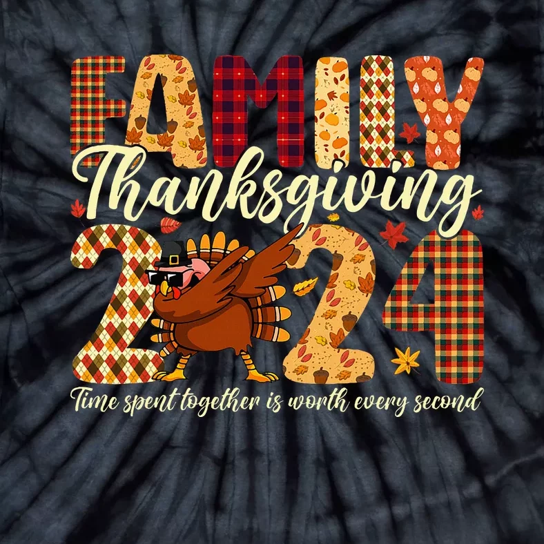 Family Thanksgiving 2024 Crew Dabbing Turkey Group Matching Tie-Dye T-Shirt