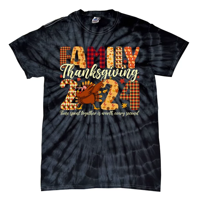 Family Thanksgiving 2024 Crew Dabbing Turkey Group Matching Tie-Dye T-Shirt