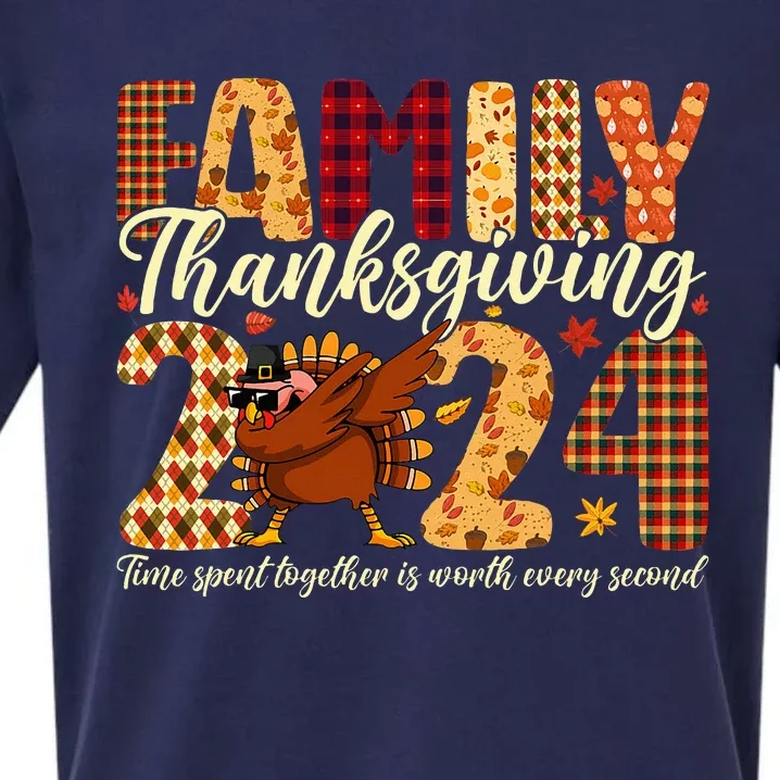 Family Thanksgiving 2024 Crew Dabbing Turkey Group Matching Sueded Cloud Jersey T-Shirt