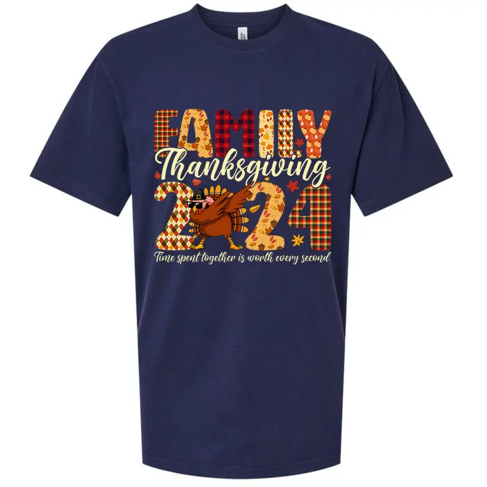 Family Thanksgiving 2024 Crew Dabbing Turkey Group Matching Sueded Cloud Jersey T-Shirt