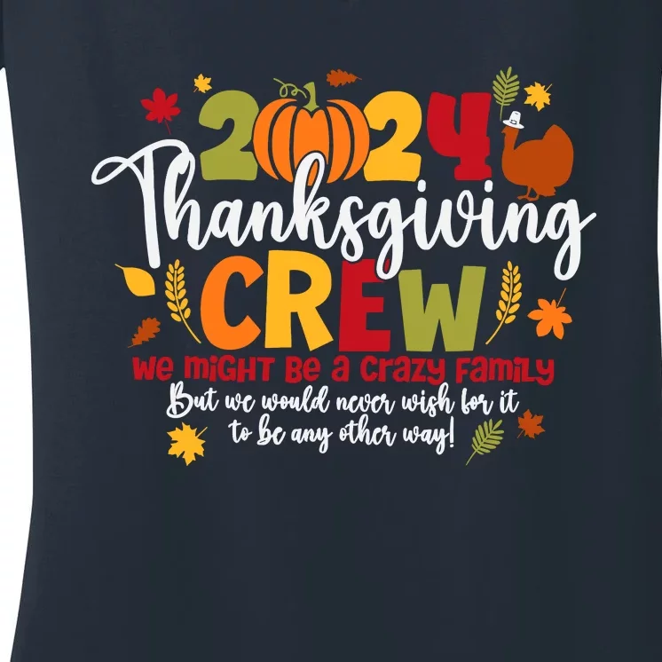 Family Thanksgiving 2024 Thanksgiving Crew Turkey Matching Women's V-Neck T-Shirt