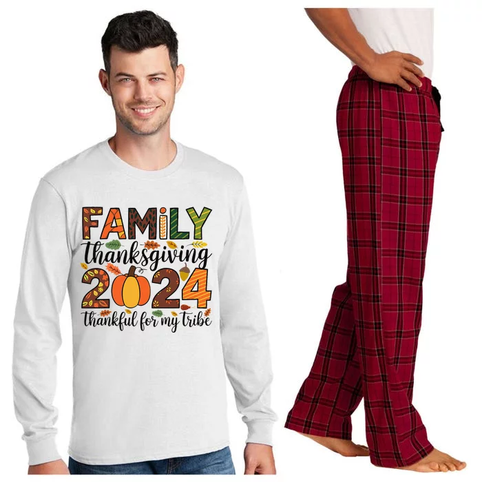 Family Thanksgiving 2024 Thankful For My Tribe Group Autumn Long Sleeve Pajama Set