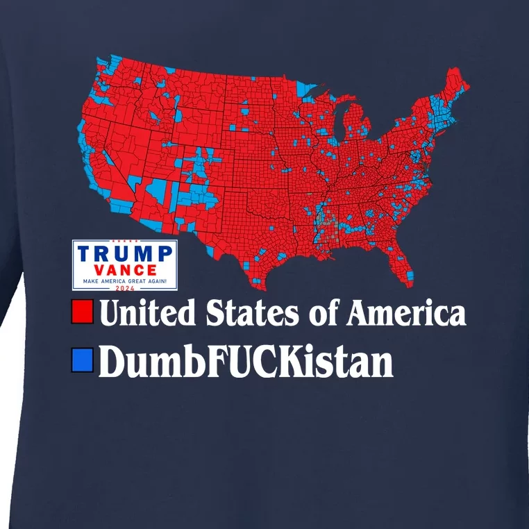 Funny Trump 2024 Electoral Landslide Map Ladies Long Sleeve Shirt