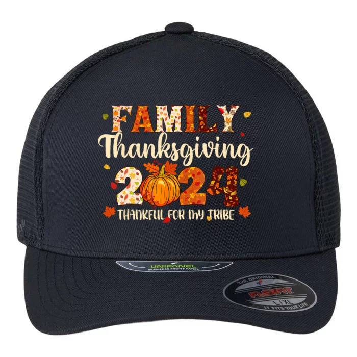 Family Thanksgiving 2024 Thankful For My Tribe Fall Autumn Flexfit Unipanel Trucker Cap