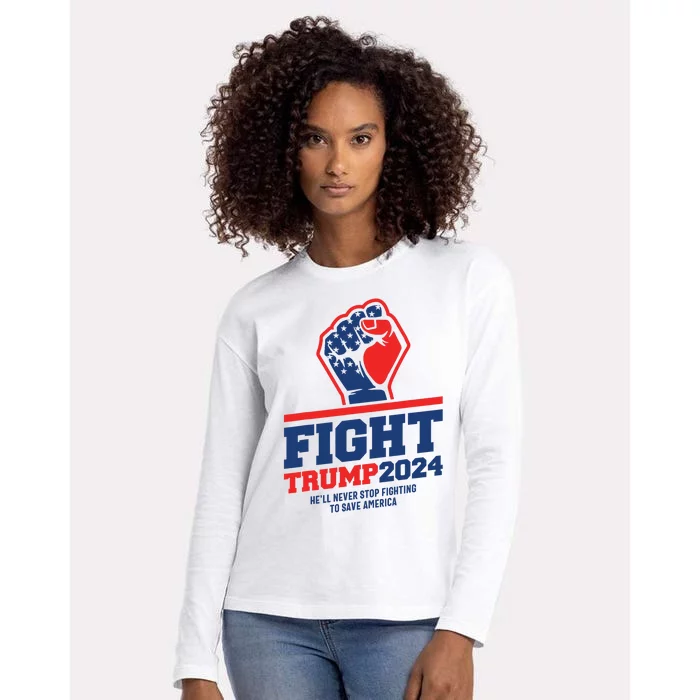 Fight! Trump 2024 Save America 2024 Elections Womens Cotton Relaxed Long Sleeve T-Shirt