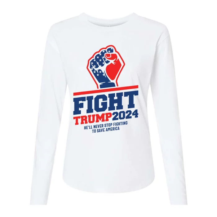 Fight! Trump 2024 Save America 2024 Elections Womens Cotton Relaxed Long Sleeve T-Shirt