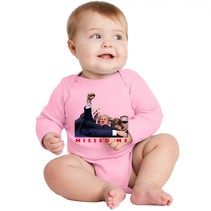 Funny Trump 2024 Missed Me Baby Long Sleeve Bodysuit