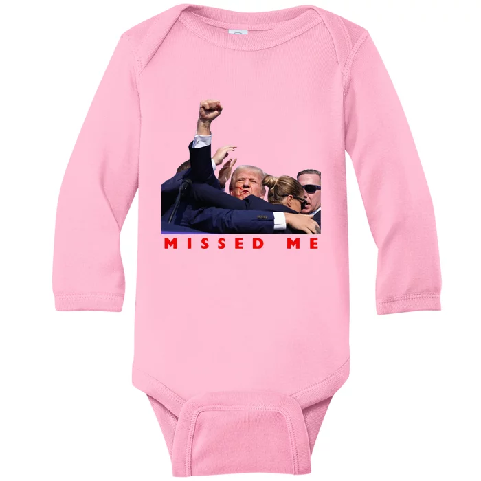 Funny Trump 2024 Missed Me Baby Long Sleeve Bodysuit