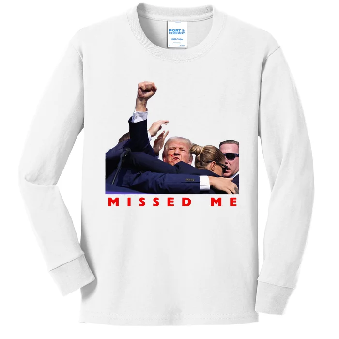 Funny Trump 2024 Missed Me Kids Long Sleeve Shirt