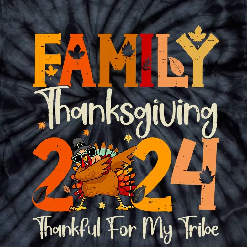 Family Thanksgiving 2024 Crew Dabbing Turkey Group Matching Tie-Dye T-Shirt