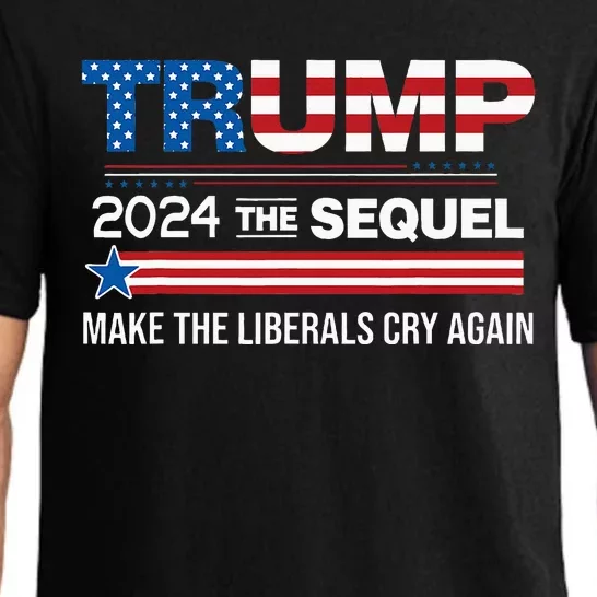 Funny Trump 2024 The Sequel Make Liberals Cry Again Us Flag Pajama Set