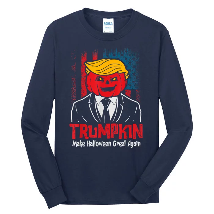 Funny Trumpkin 2024 Usa Make Halloween Great Again Tall Long Sleeve T-Shirt