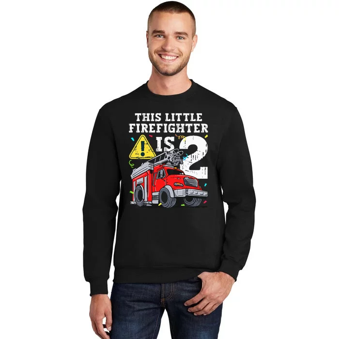 Fire Truck 2 Year Old Firefighter 2nd Birthday Tall Sweatshirt