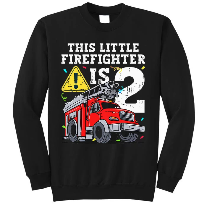 Fire Truck 2 Year Old Firefighter 2nd Birthday Tall Sweatshirt