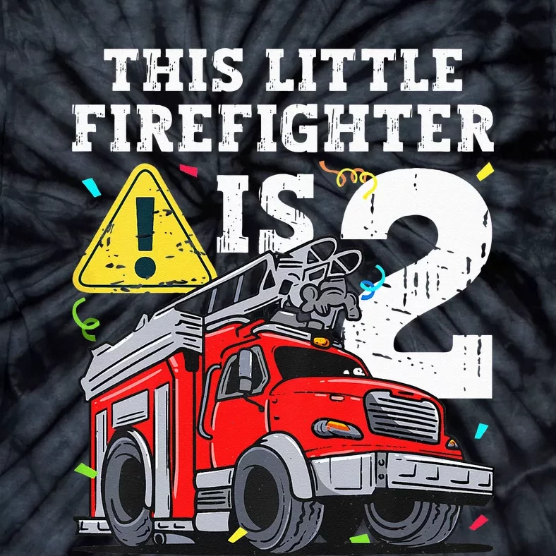 Fire Truck 2 Year Old Firefighter 2nd Birthday Tie-Dye T-Shirt