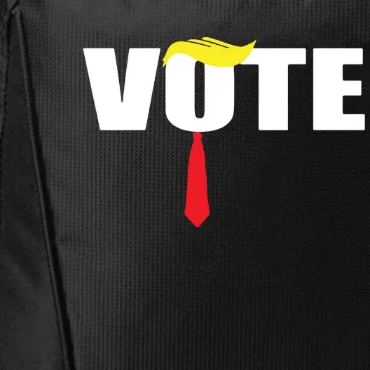 Funny Trump 2024 Vote With Trump Hair And Red Necktie City Backpack