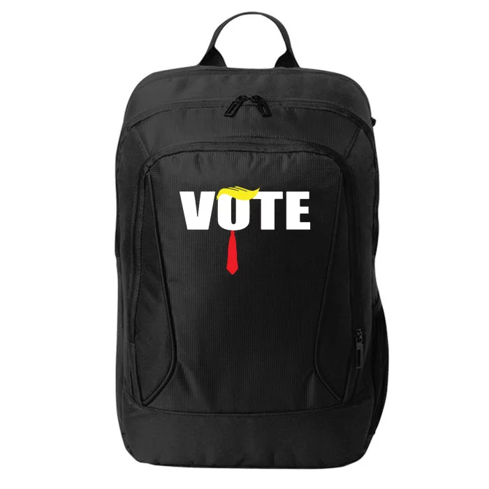 Funny Trump 2024 Vote With Trump Hair And Red Necktie City Backpack