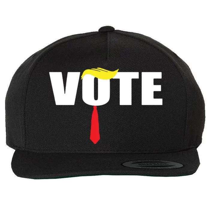 Funny Trump 2024 Vote With Trump Hair And Red Necktie Wool Snapback Cap