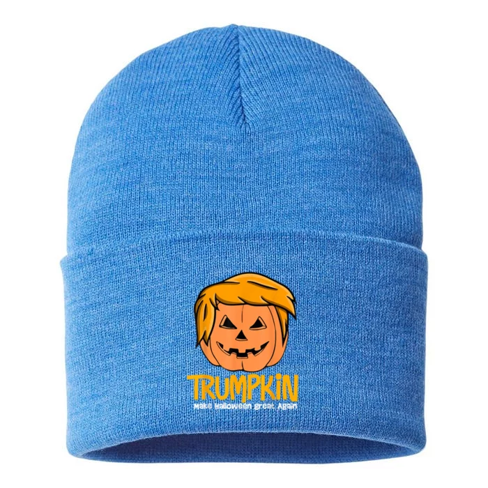 Funny Trumpkin 2024 Usa Make Halloween Great Again Sustainable Knit Beanie