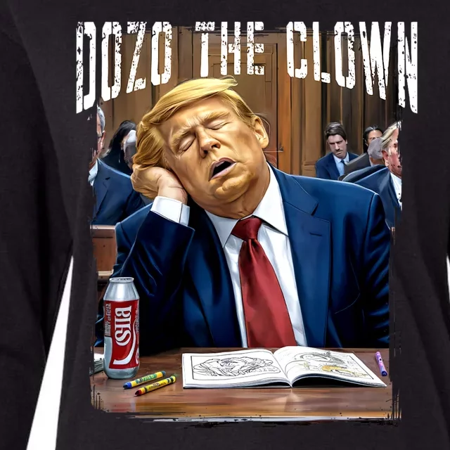 Funny Trump 2024 Clown Donald Trump Sleeping At Trial Womens Cotton Relaxed Long Sleeve T-Shirt