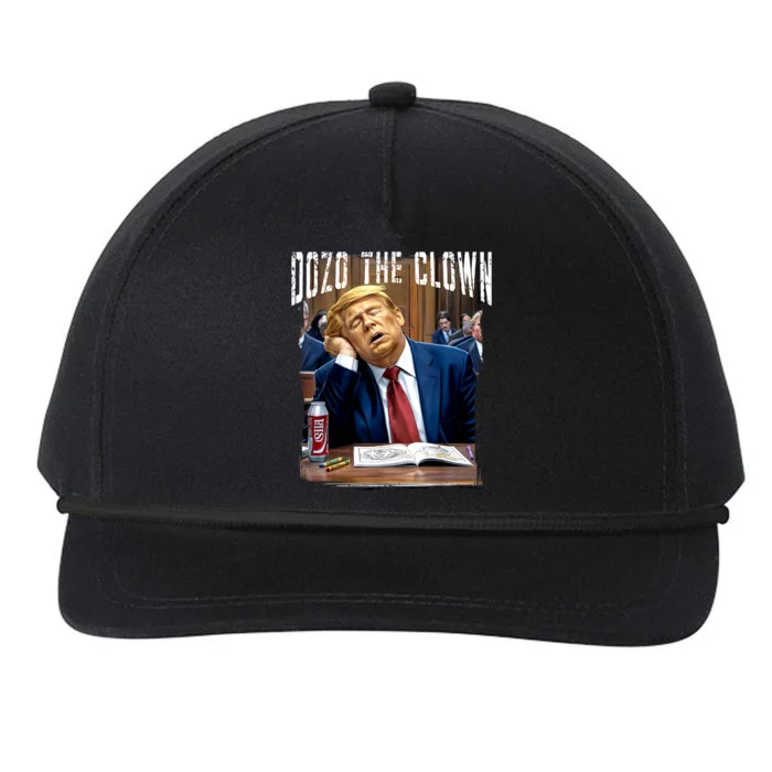 Funny Trump 2024 Clown Donald Trump Sleeping At Trial Snapback Five-Panel Rope Hat