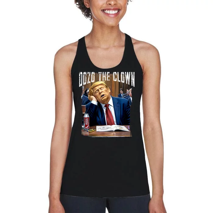 Funny Trump 2024 Clown Donald Trump Sleeping At Trial Women's Racerback Tank