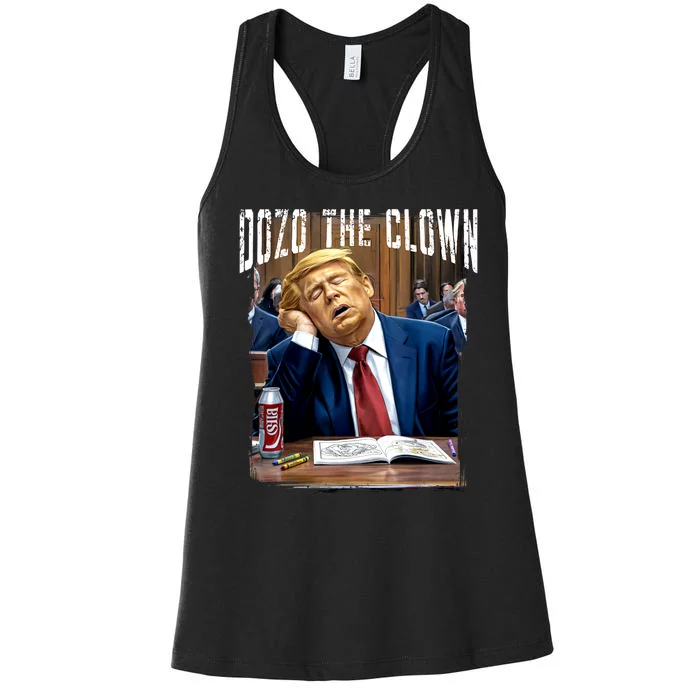 Funny Trump 2024 Clown Donald Trump Sleeping At Trial Women's Racerback Tank