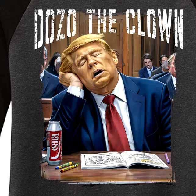 Funny Trump 2024 Clown Donald Trump Sleeping At Trial Women's Tri-Blend 3/4-Sleeve Raglan Shirt