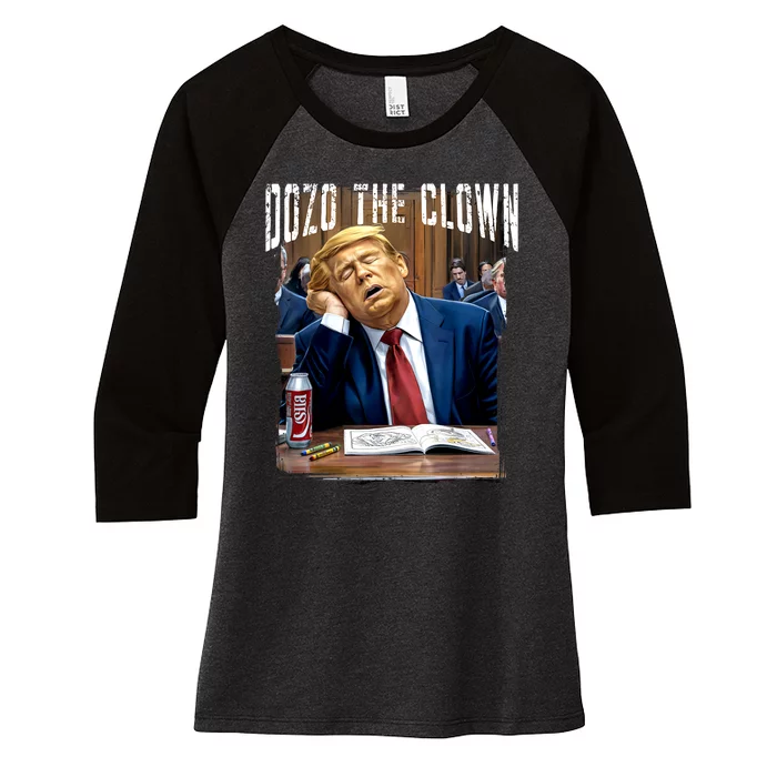 Funny Trump 2024 Clown Donald Trump Sleeping At Trial Women's Tri-Blend 3/4-Sleeve Raglan Shirt