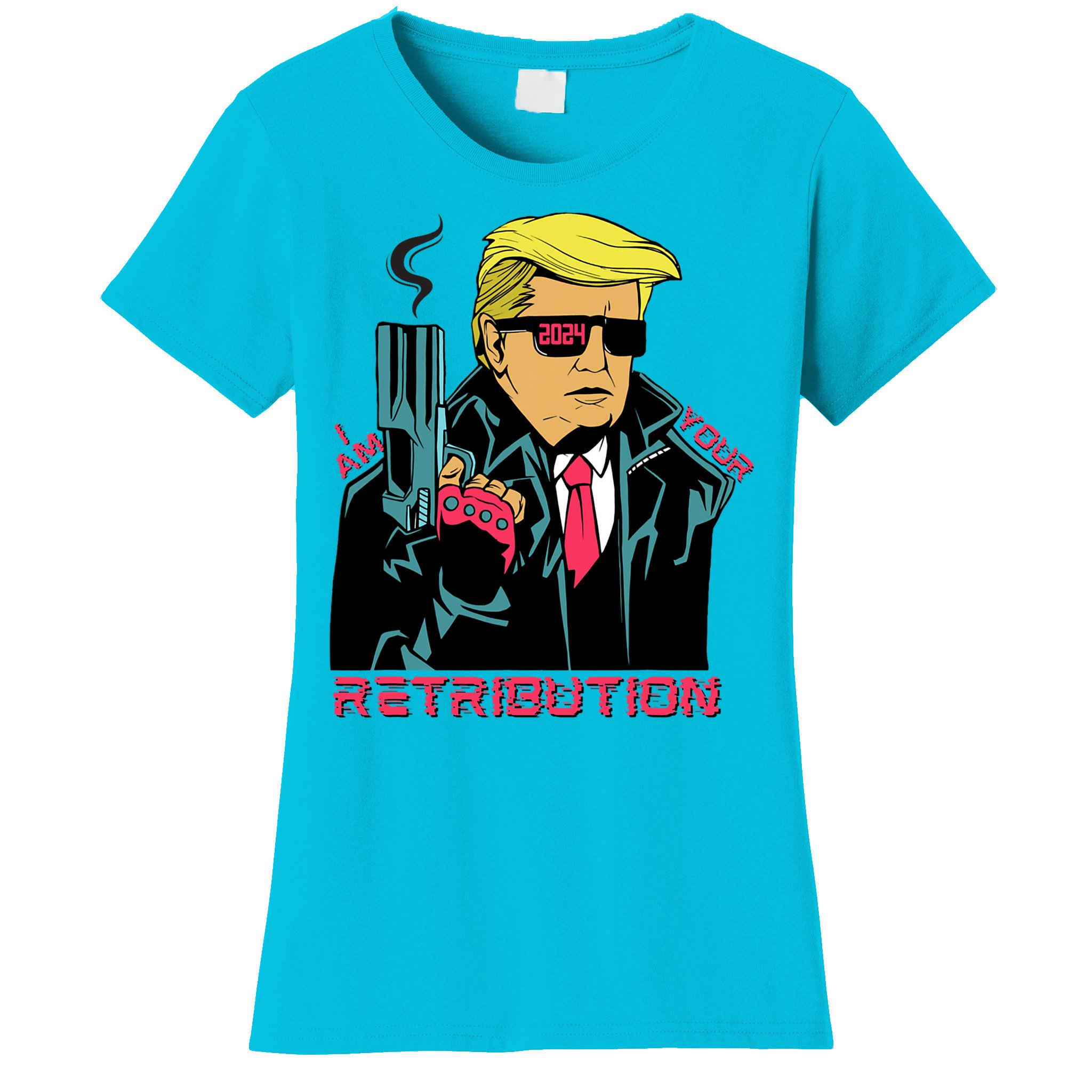 Funny Trump 2024 Cartoon I Am Your Retribution Trumpinator I Ll Be Back   Ft27198212 Funny Trump 2024 Cartoon I Am Your Retribution Trumpinator Ill Be Back 2024  Skyblue Wt Garment 