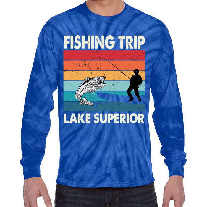 Fishing Trip 2024 Lake Superior Minnesota Gift Tie-Dye Long Sleeve Shirt