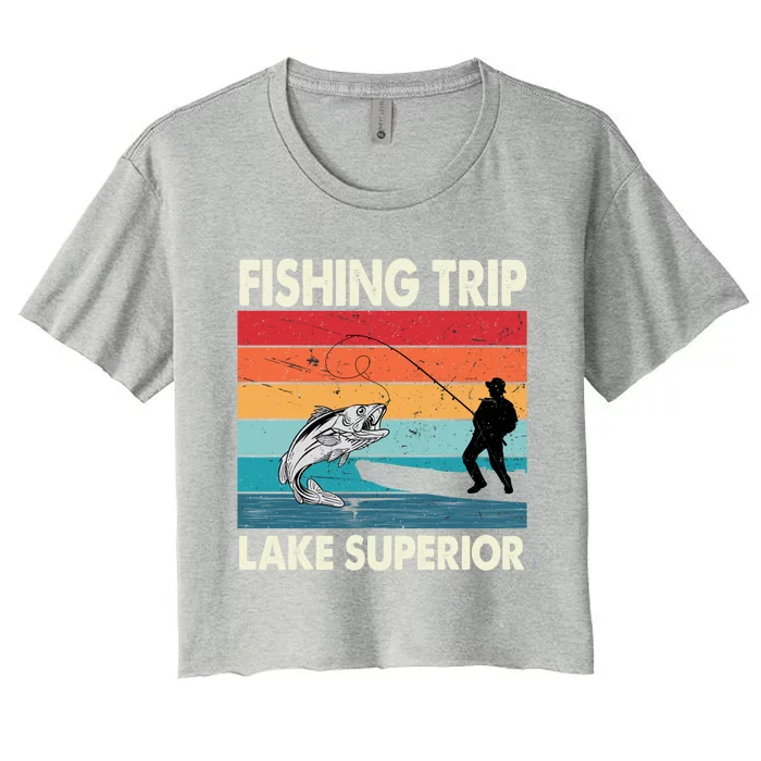 Fishing Trip 2024 Lake Superior Minnesota Gift Women's Crop Top Tee