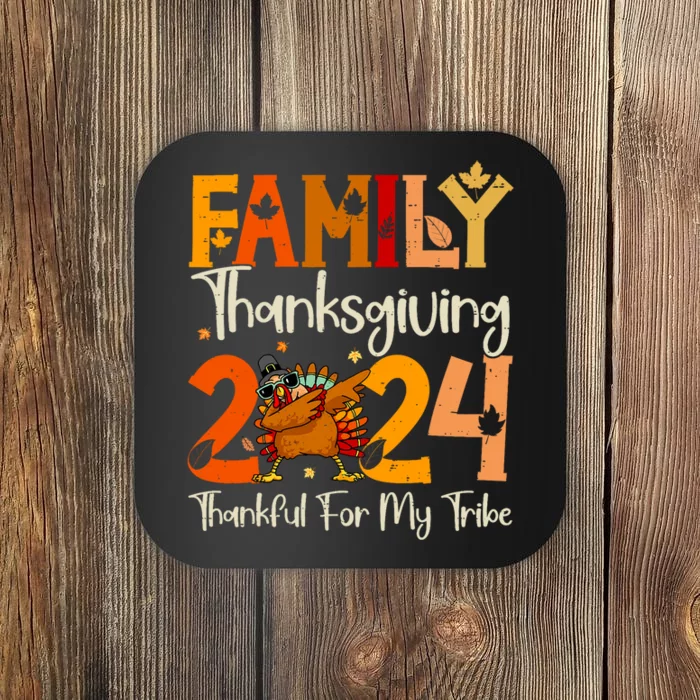 Family Thanksgiving 2024 Crew Dabbing Turkey Group Matching Coaster