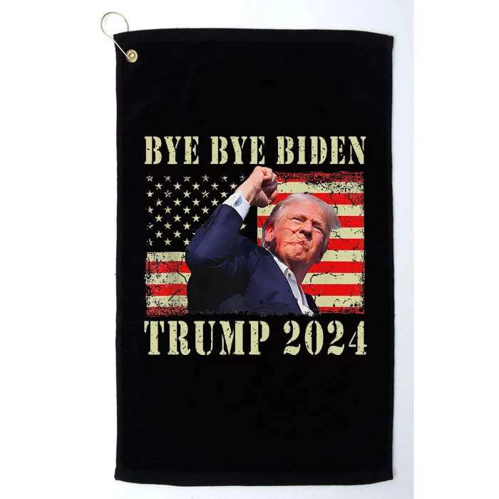 Funny Trump 2024 Bye Bye Biden Dropped Out Election 2024 Platinum Collection Golf Towel