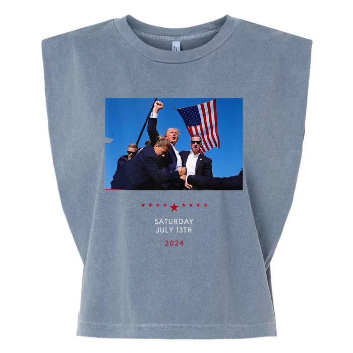 Funny Trump 2024 Shooting At Trump Rally In Pennsylvania Garment-Dyed Women's Muscle Tee