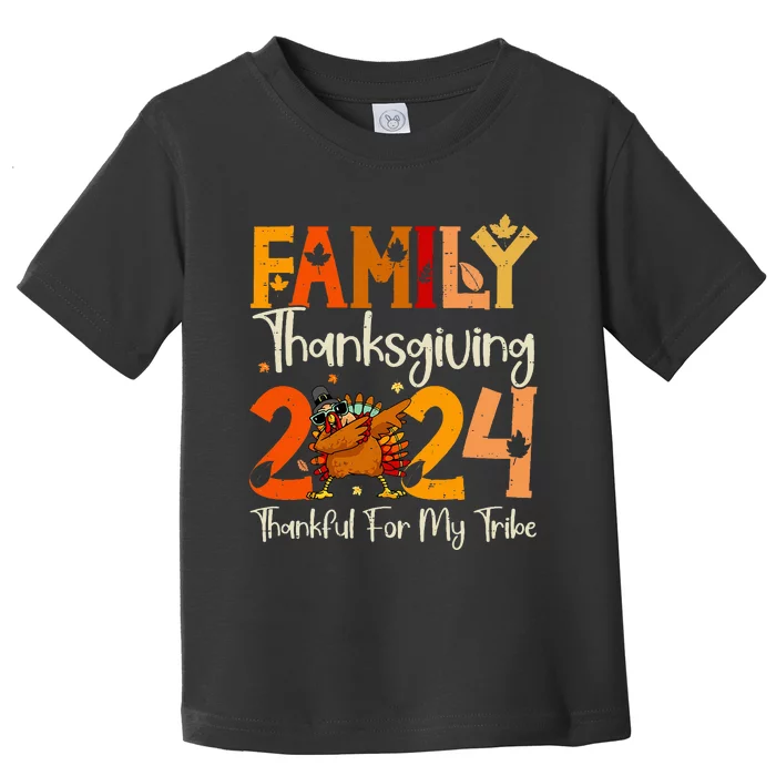 Family Thanksgiving 2024 Crew Dabbing Turkey Group Matching Toddler T-Shirt