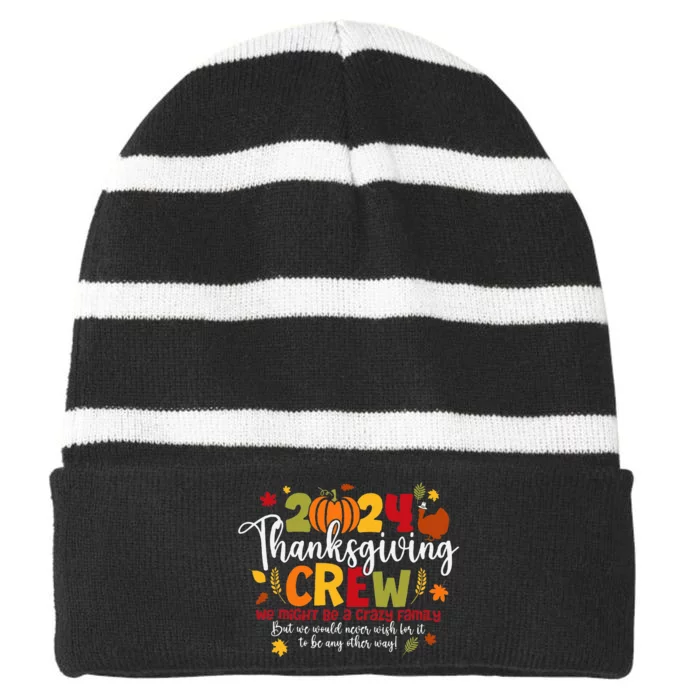 Family Thanksgiving 2024 Thanksgiving Crew Turkey Matching Striped Beanie with Solid Band