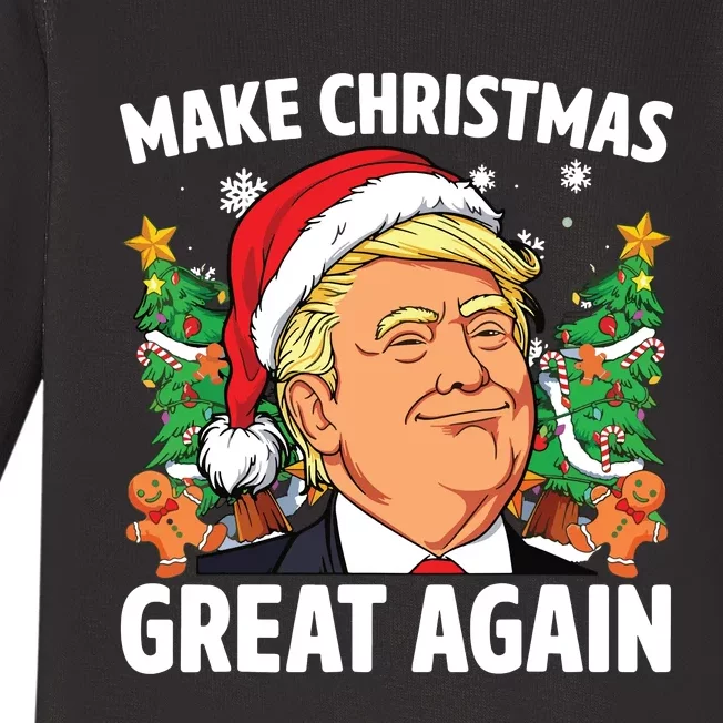 Funny Trump 2024 Make Christmas Great Again Baby Long Sleeve Bodysuit