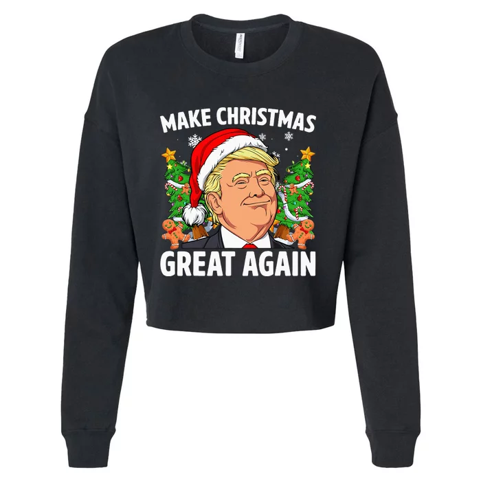 Funny Trump 2024 Make Christmas Great Again Cropped Pullover Crew