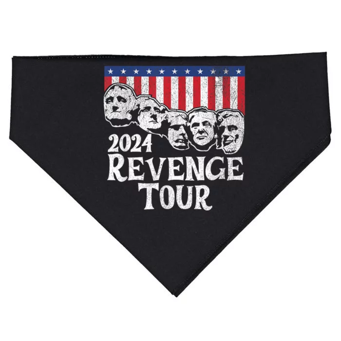 Funny Trump 2024 Revenge Mount Rushmore American Flag USA-Made Doggie Bandana