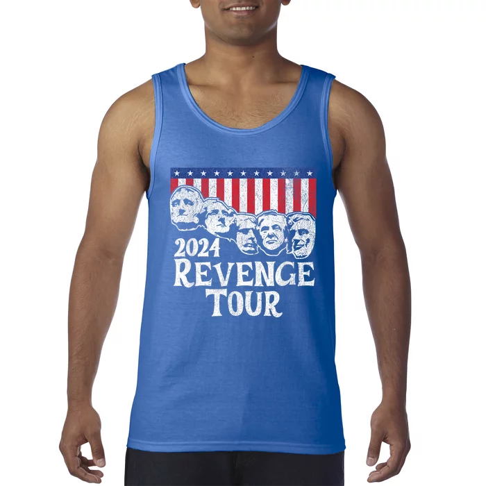 Funny Trump 2024 Revenge Mount Rushmore American Flag Tank Top