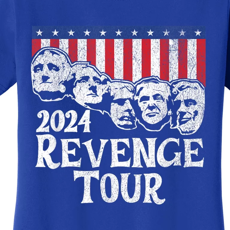 Funny Trump 2024 Revenge Mount Rushmore American Flag Women's T-Shirt