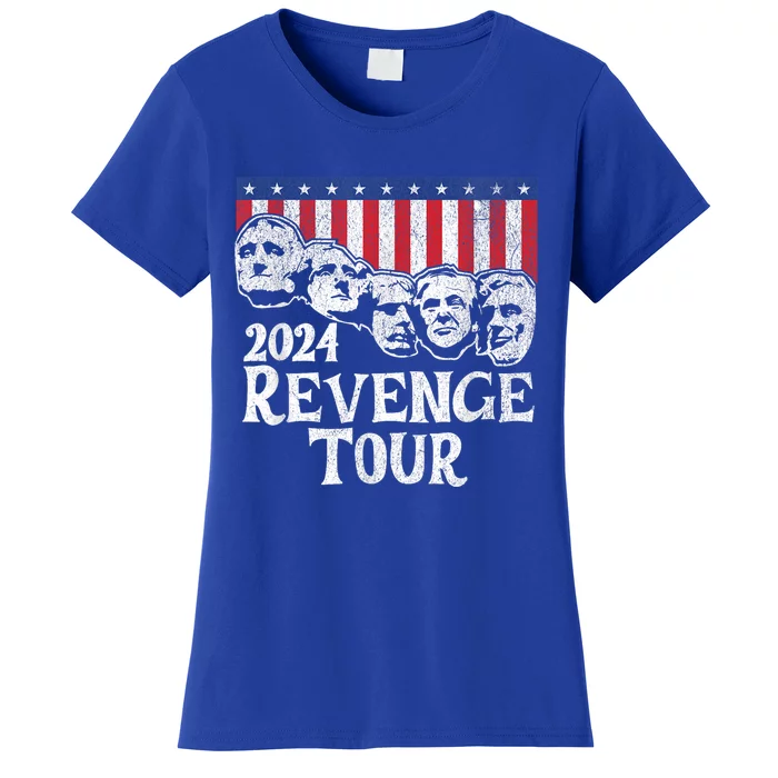 Funny Trump 2024 Revenge Mount Rushmore American Flag Women's T-Shirt