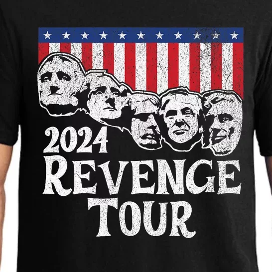 Funny Trump 2024 Revenge Mount Rushmore American Flag Pajama Set